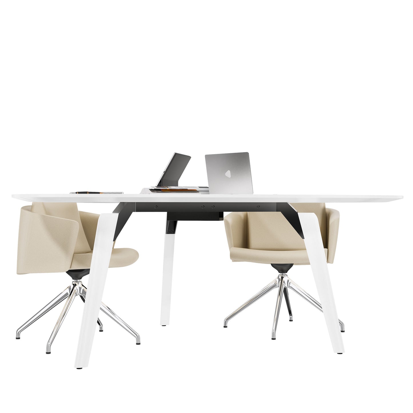BRALCO RAIL Meeting table | Triangular, 1794 x 1716 mm (6 persons), real wood, white oak