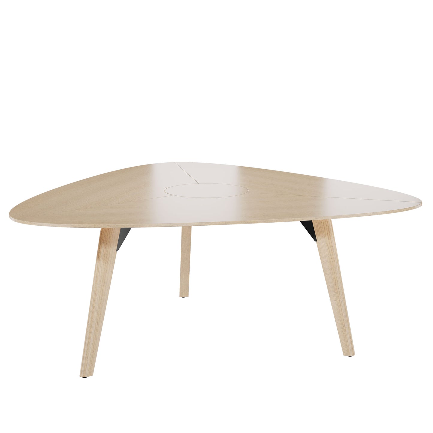 BRALCO RAIL meeting table | Triangular, 1794 x 1716 mm (6 people), real wood, natural oak
