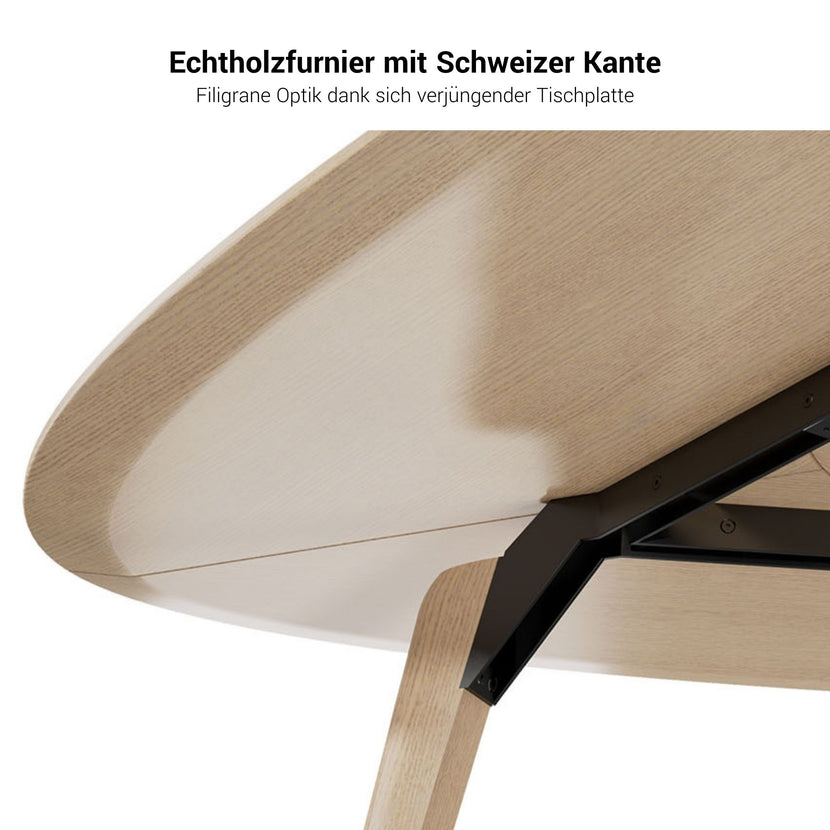 BRALCO RAIL meeting table | Triangular, 1794 x 1716 mm (6 people), real wood, light gray oak