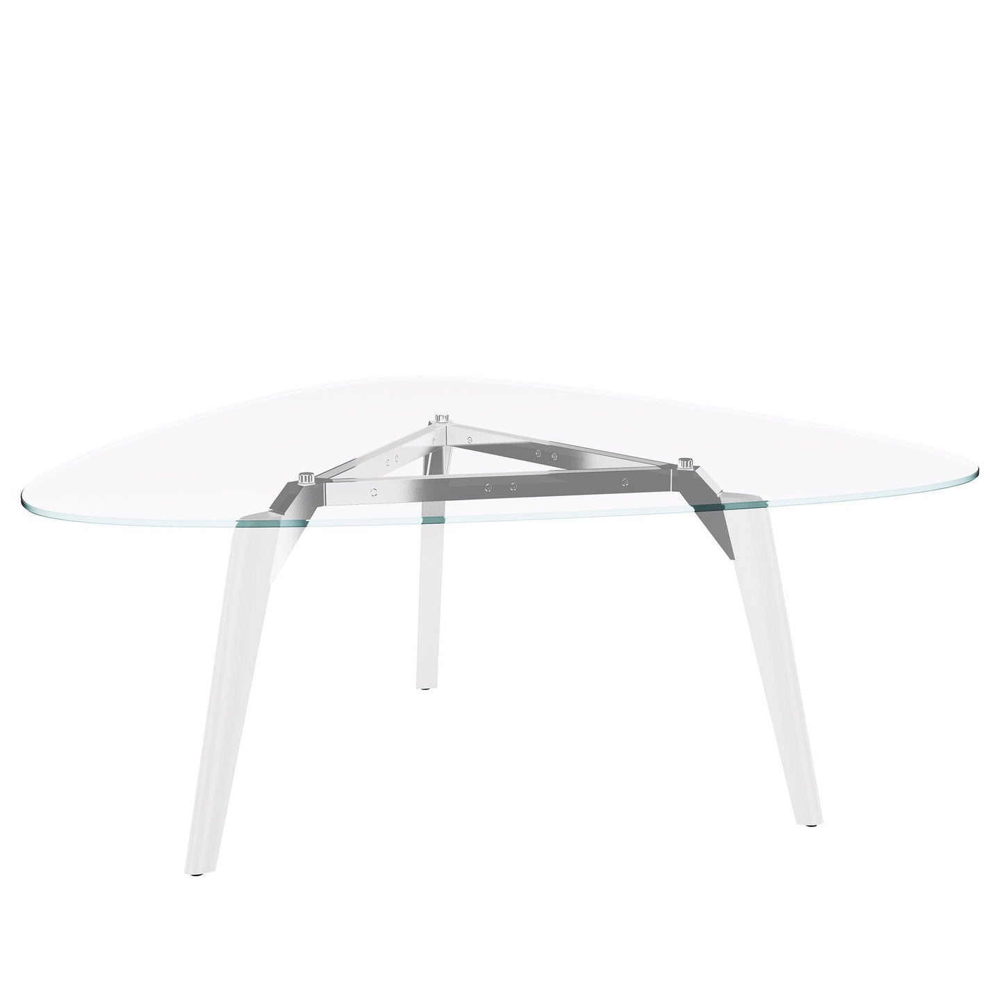 BRALCO RAIL meeting table | Triangular, 1794 x 1716 mm (6 people), glass table top