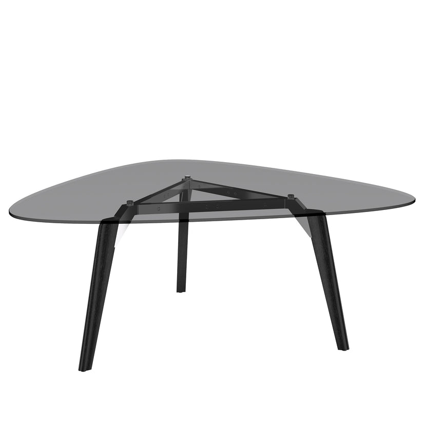 BRALCO RAIL meeting table | Triangular, 1794 x 1716 mm (6 people), gray tinted glass table top