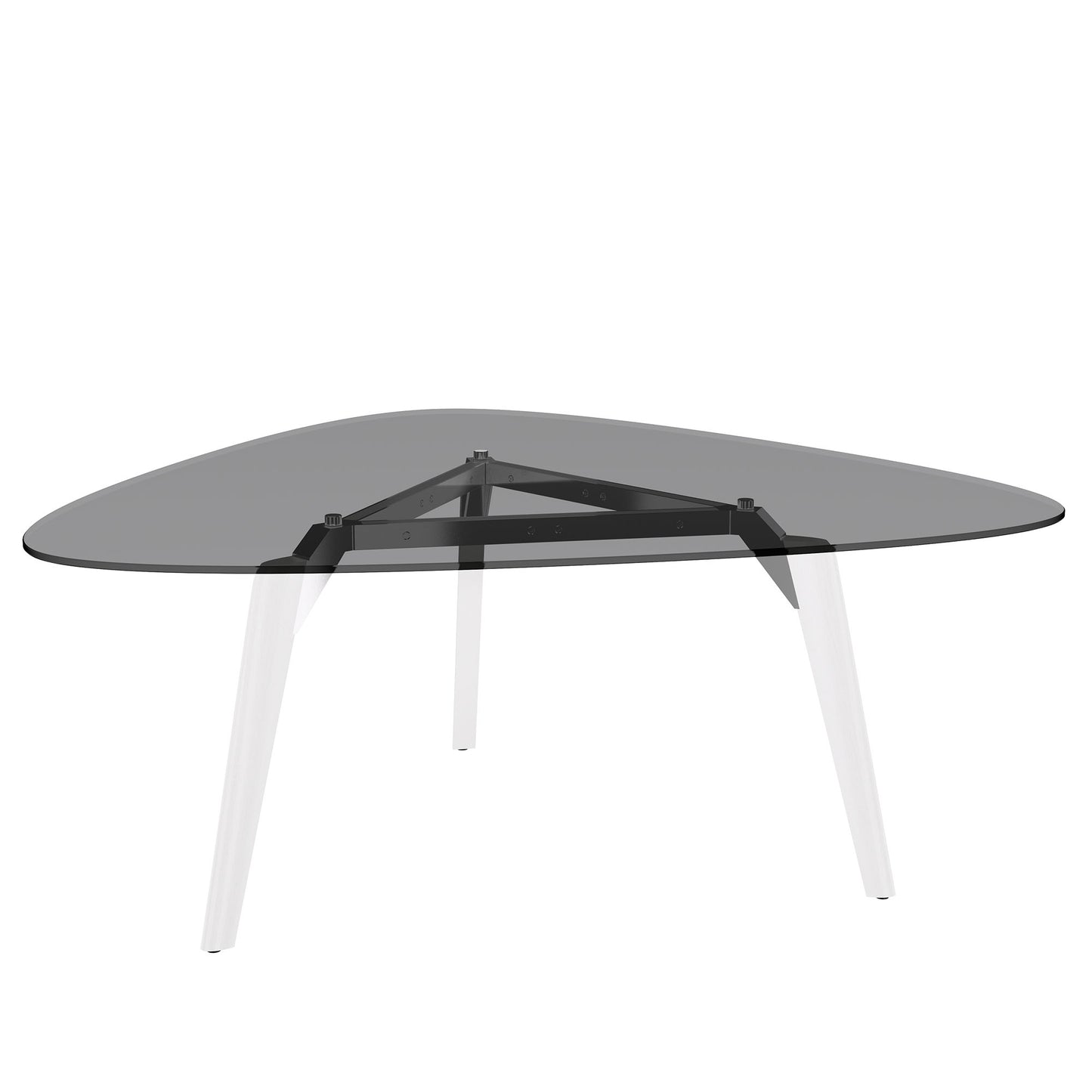 BRALCO RAIL meeting table | Triangular, 1794 x 1716 mm (6 people), gray tinted glass table top