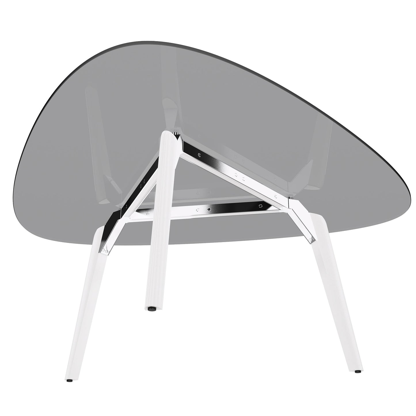 BRALCO RAIL meeting table | Triangular, 1794 x 1716 mm (6 people), gray tinted glass table top