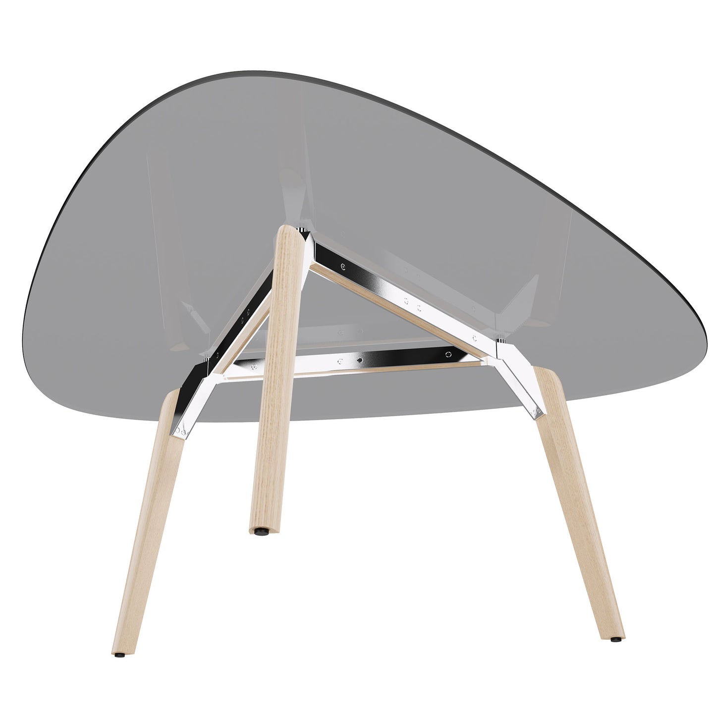 BRALCO RAIL meeting table | Triangular, 1794 x 1716 mm (6 people), gray tinted glass table top