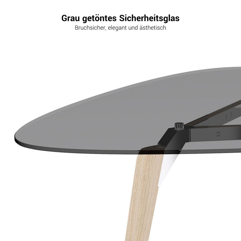 BRALCO RAIL meeting table | Triangular, 1794 x 1716 mm (6 people), gray tinted glass table top