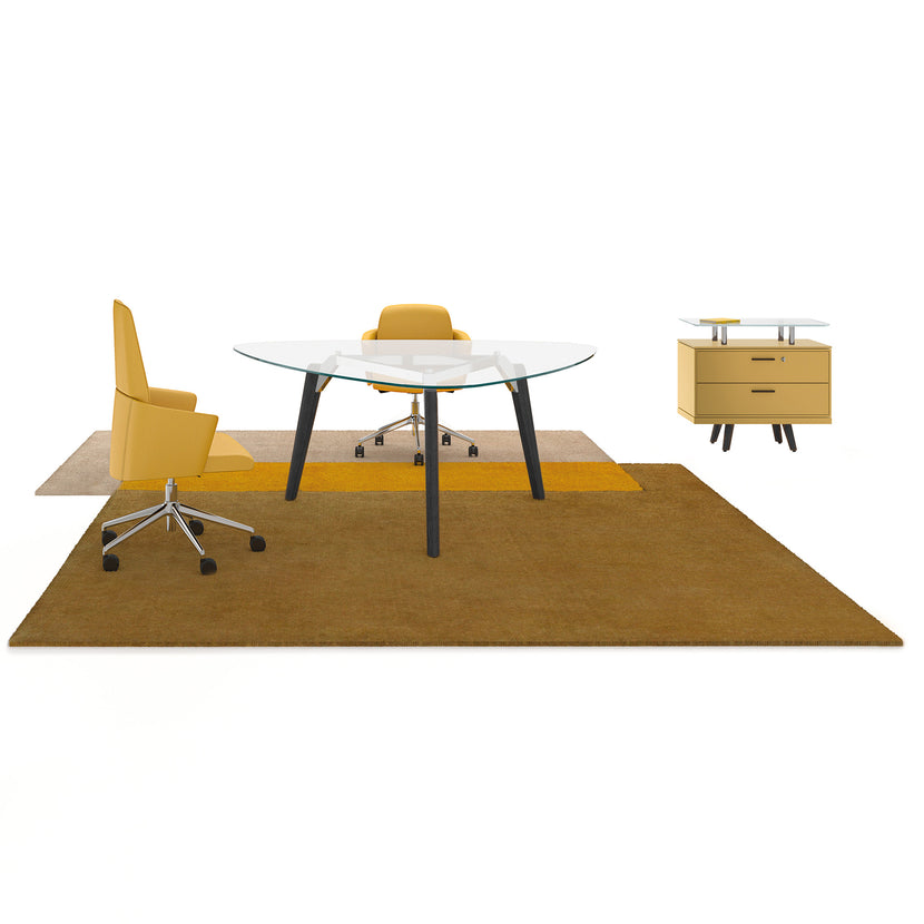 BRALCO RAIL meeting table | Triangular, 1794 x 1716 mm (6 people), glass table top