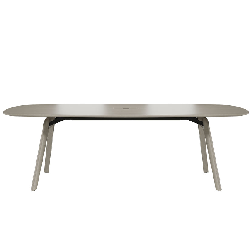 BRALCO RAIL meeting table | Boat shape 2400 - 2800 mm (8 - 10 people) | Real wood, light gray oak