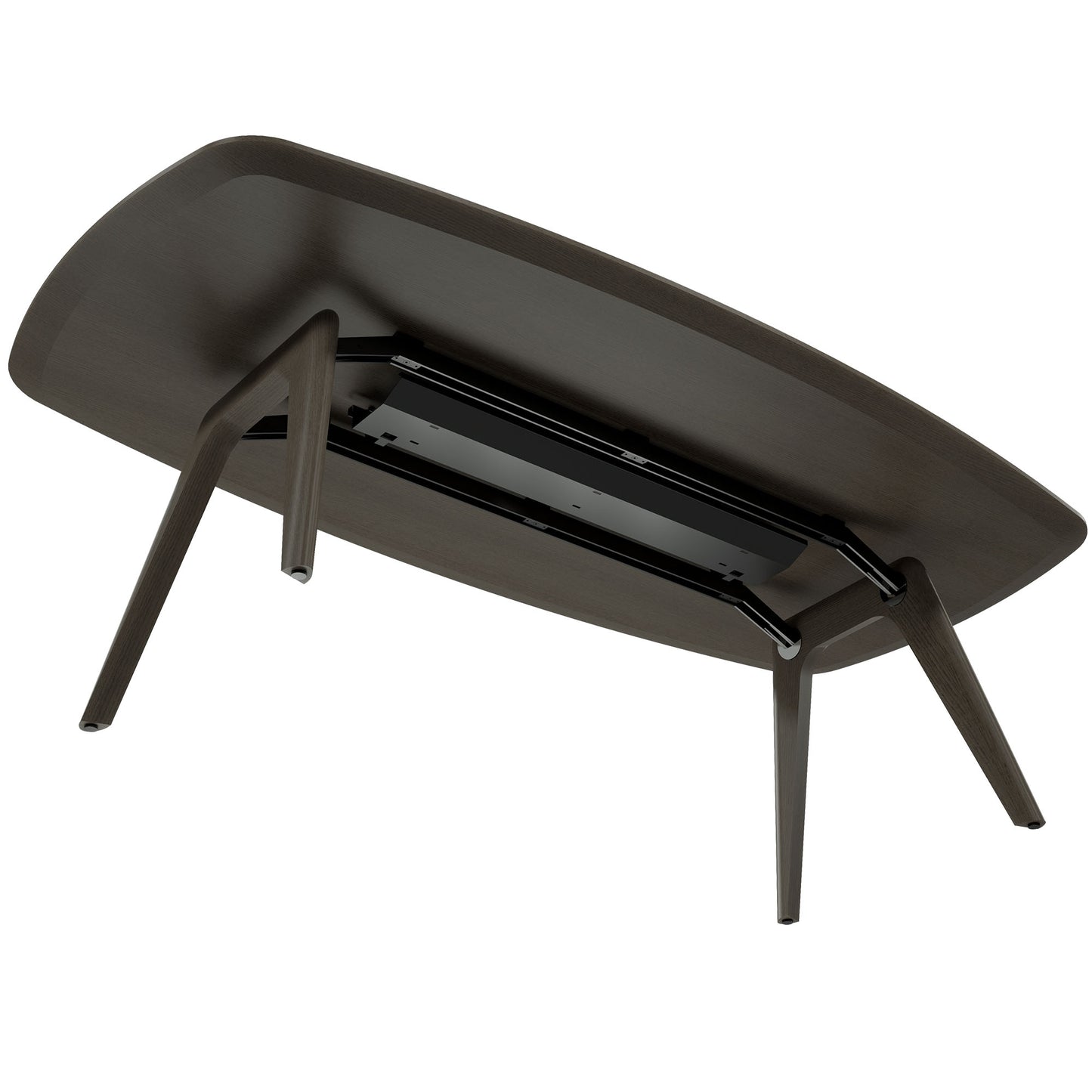 BRALCO RAIL meeting table | Boat shape 2400 - 2800 mm (8 - 10 people) | Real wood, dark gray oak
