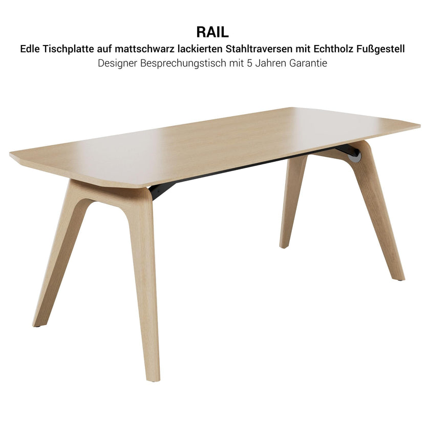 Bralco RAIL Tabella delle riunioni | 1800 - 2400 mm (6-8 persone) | Vero legno, natura di quercia