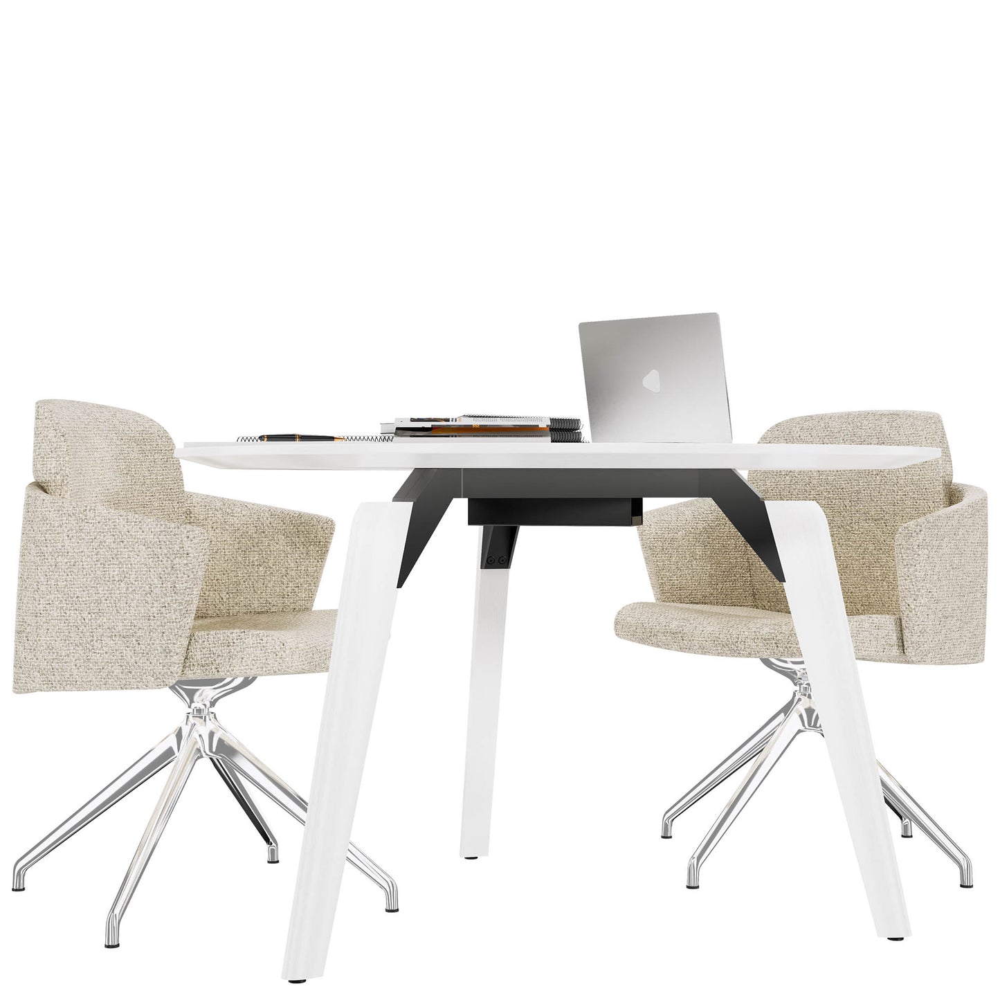 BRALCO RAIL Meeting table | Round, 1200 - 1600 mm (4 - 6 persons), real wood, white oak