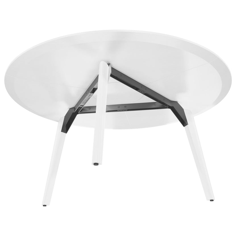 BRALCO RAIL Meeting table | Round, 1200 - 1600 mm (4 - 6 persons), real wood, white oak