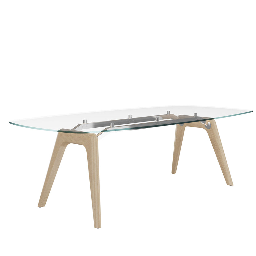 Bralco RAIL Conference table | Boot shape, 2400 x 1200 x 750 mm (8 people) | Glass table plate