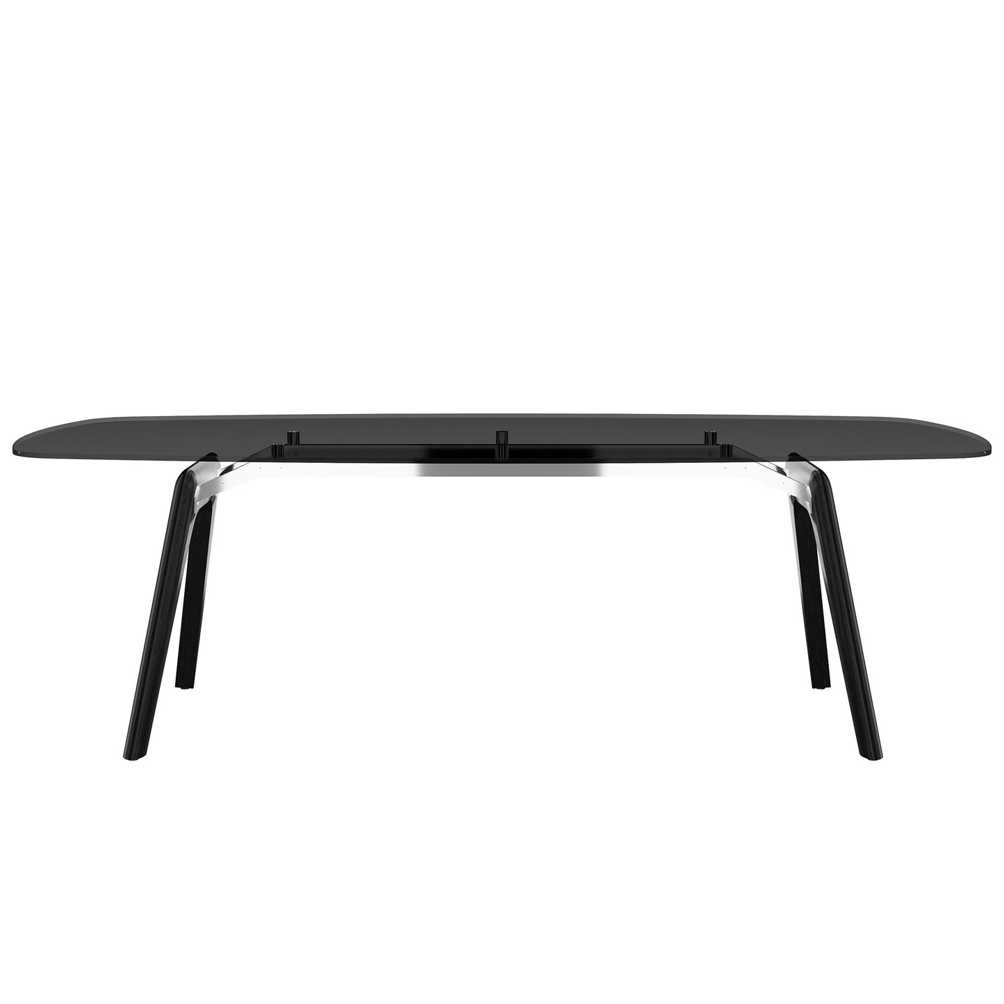BRALCO RAIL meeting table | Boat shape, 2400 x 1200 x 750 mm (8 people) | gray tinted glass table top