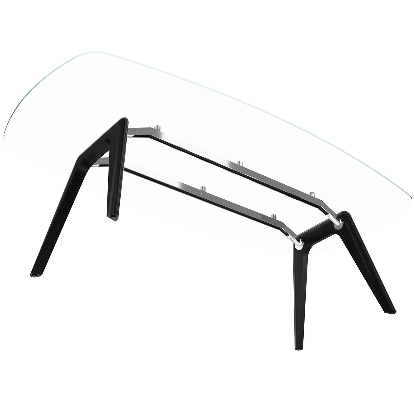 Bralco RAIL Conference table | Boot shape, 2400 x 1200 x 750 mm (8 people) | Glass table plate