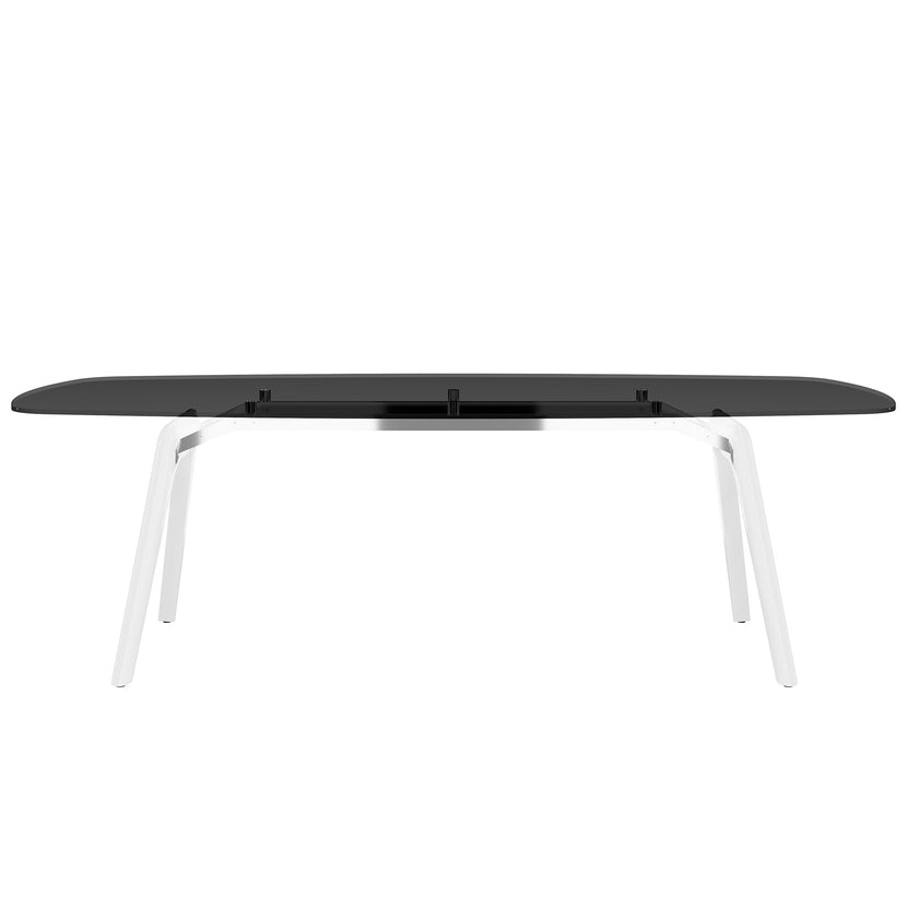 BRALCO RAIL meeting table | Boat shape, 2400 x 1200 x 750 mm (8 people) | gray tinted glass table top