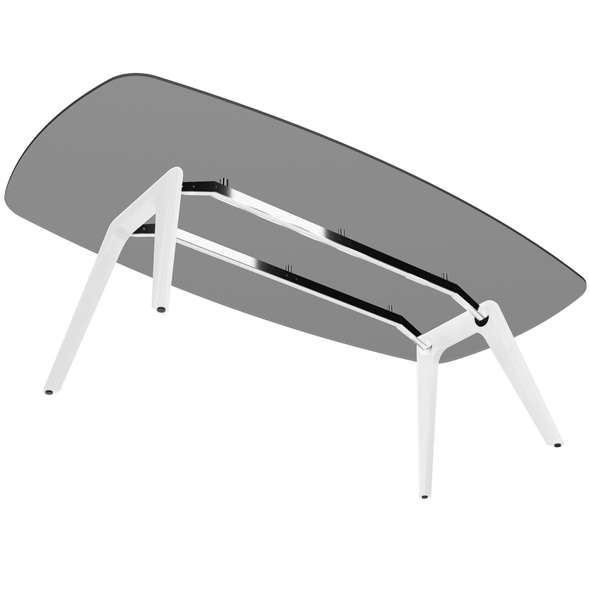 BRALCO RAIL meeting table | Boat shape, 2400 x 1200 x 750 mm (8 people) | gray tinted glass table top