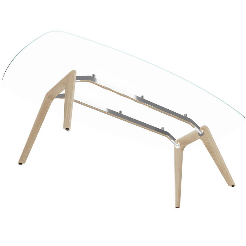 Bralco RAIL Conference table | Boot shape, 2400 x 1200 x 750 mm (8 people) | Glass table plate