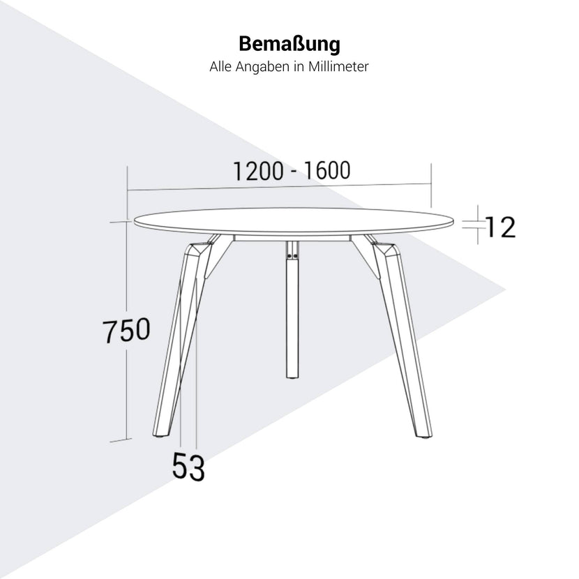 BRALCO RAIL meeting table | Round, 1200 - 1600 mm (4 - 6 people), gray tinted glass table top, solid oak wood frame