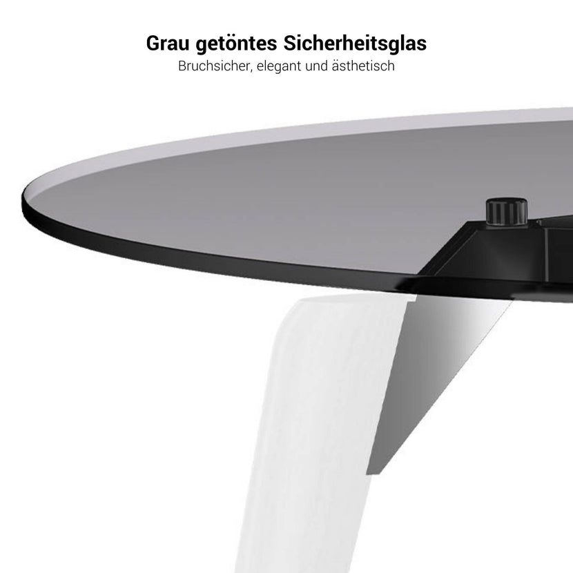 BRALCO RAIL meeting table | Round, 1200 - 1600 mm (4 - 6 people), gray tinted glass table top, solid oak wood frame