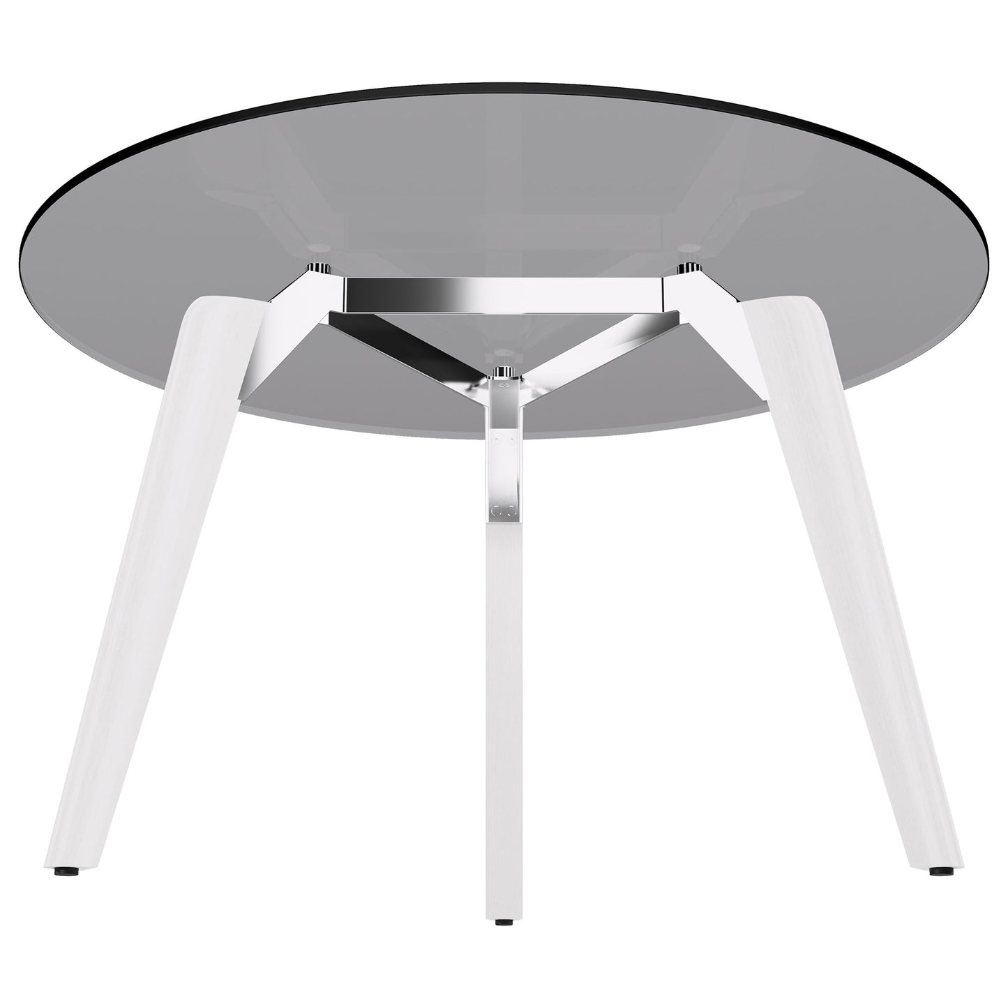 BRALCO RAIL meeting table | Round, 1200 - 1600 mm (4 - 6 people), gray tinted glass table top, solid oak wood frame