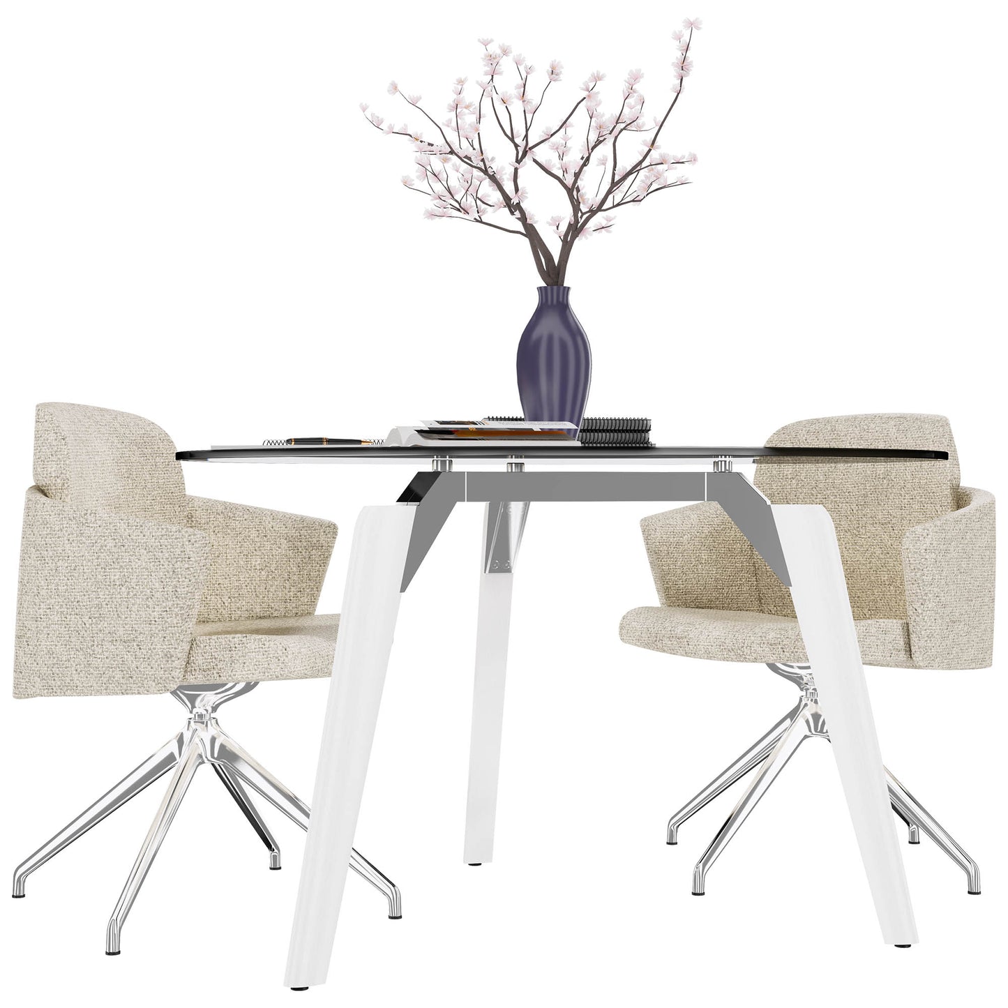 BRALCO RAIL meeting table | Round, 1200 - 1600 mm (4 - 6 people), gray tinted glass table top, solid oak wood frame