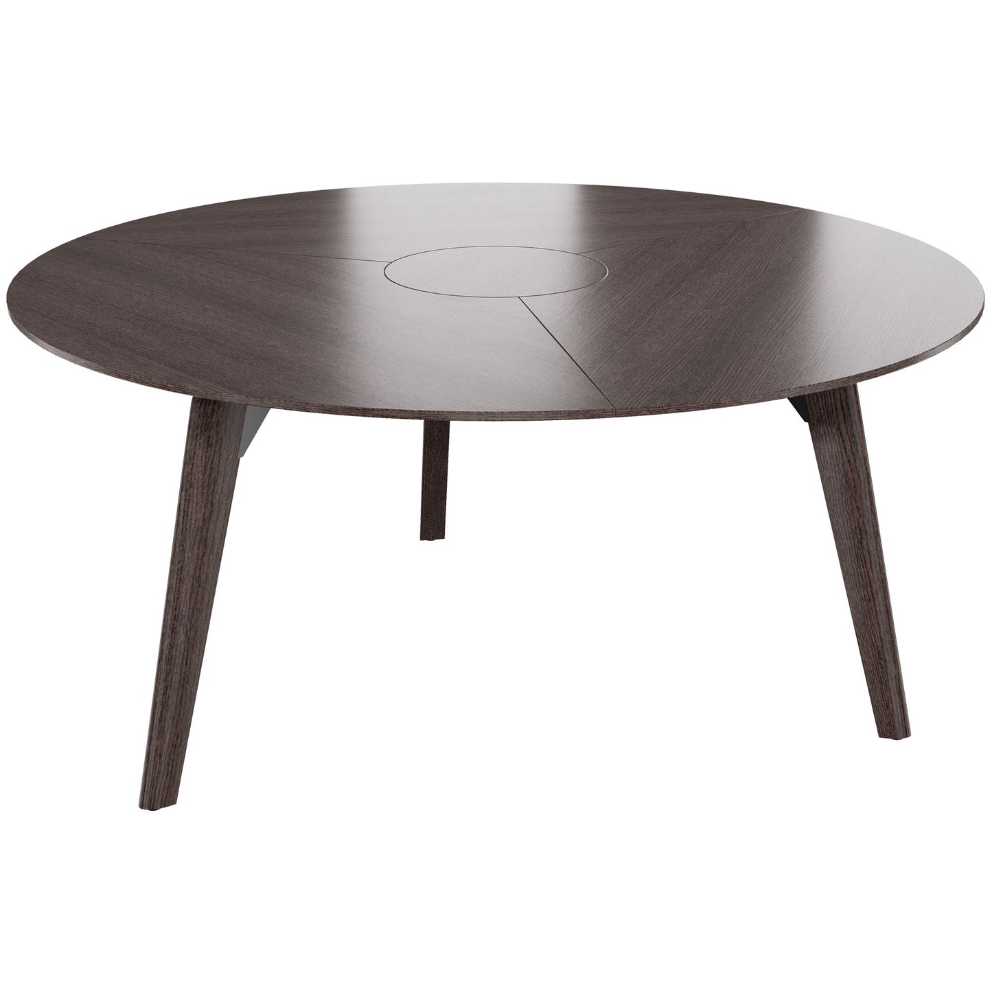 Bralco RAIL Tableau de réunion | Round, 1200 - 1600 mm (4 - 6 personnes), du vrai bois, du carbone en chêne
