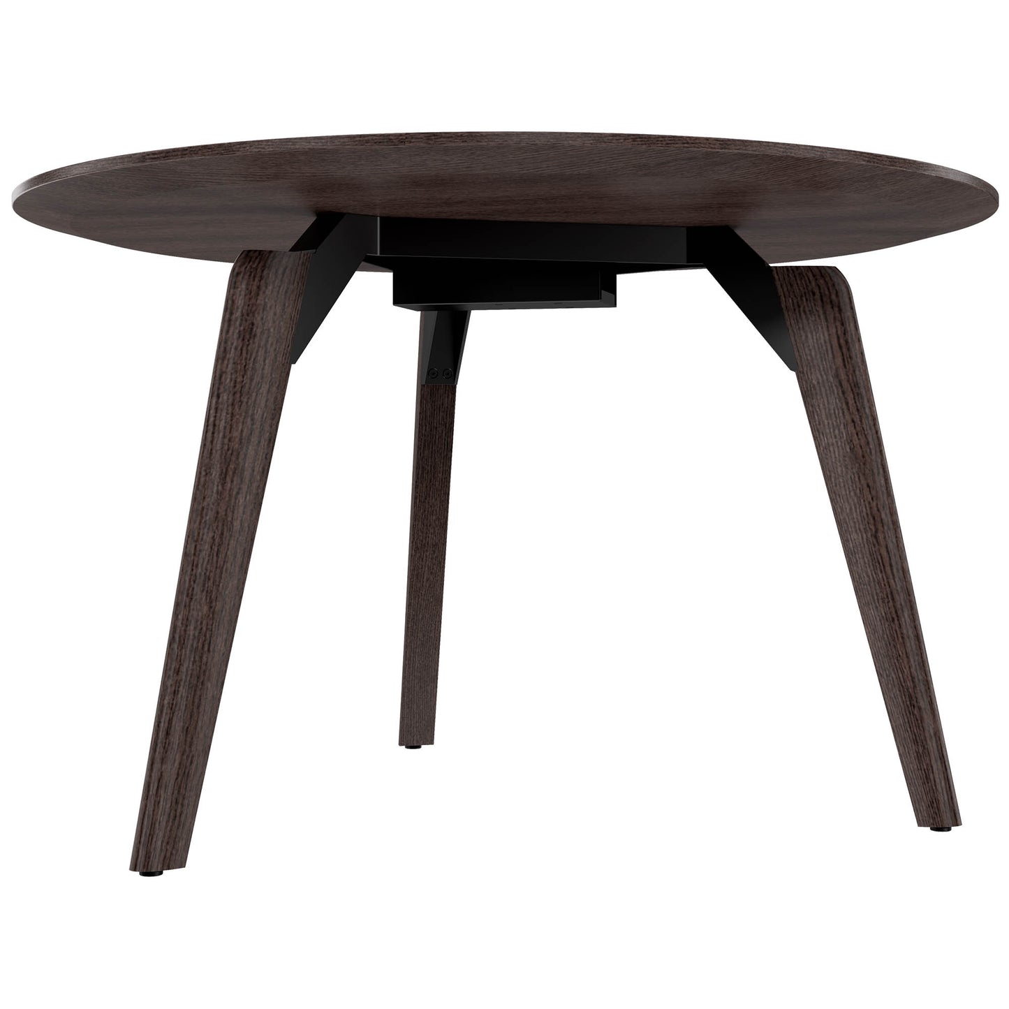 Bralco RAIL Tableau de réunion | Round, 1200 - 1600 mm (4 - 6 personnes), du vrai bois, du carbone en chêne