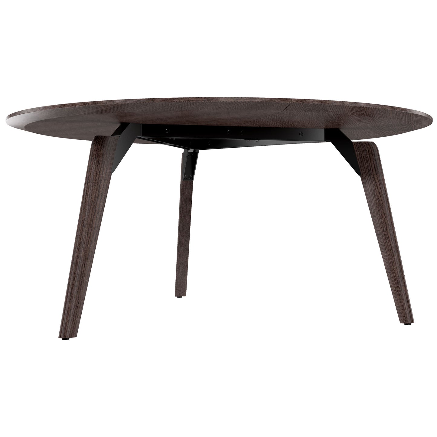 Bralco RAIL Tableau de réunion | Round, 1200 - 1600 mm (4 - 6 personnes), du vrai bois, du carbone en chêne
