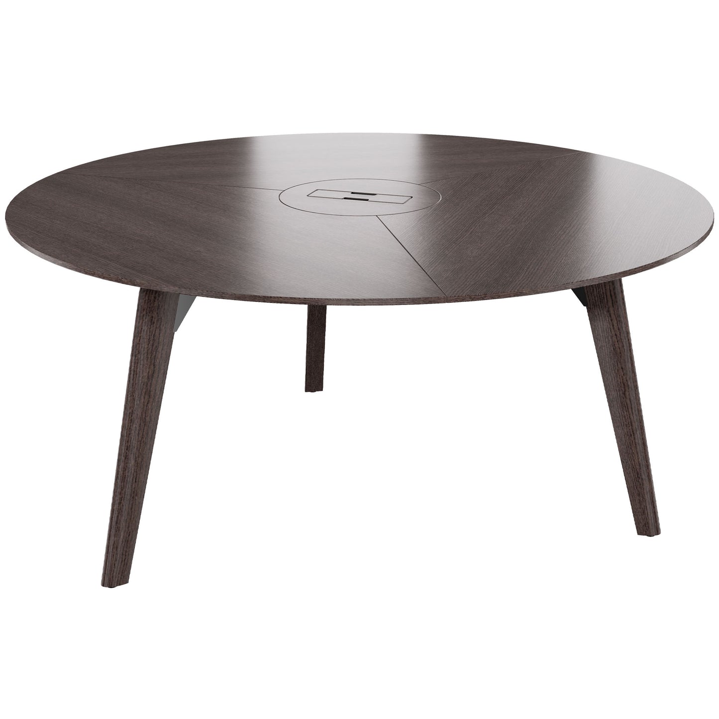 Bralco RAIL Tableau de réunion | Round, 1200 - 1600 mm (4 - 6 personnes), du vrai bois, du carbone en chêne