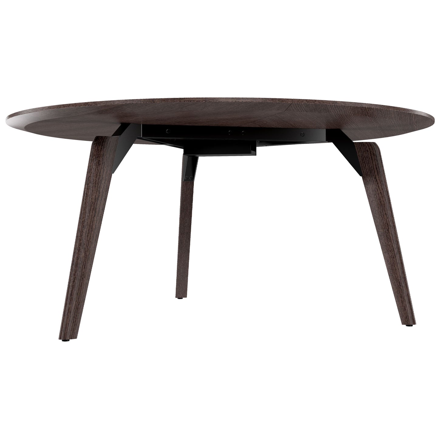 Bralco RAIL Tableau de réunion | Round, 1200 - 1600 mm (4 - 6 personnes), du vrai bois, du carbone en chêne