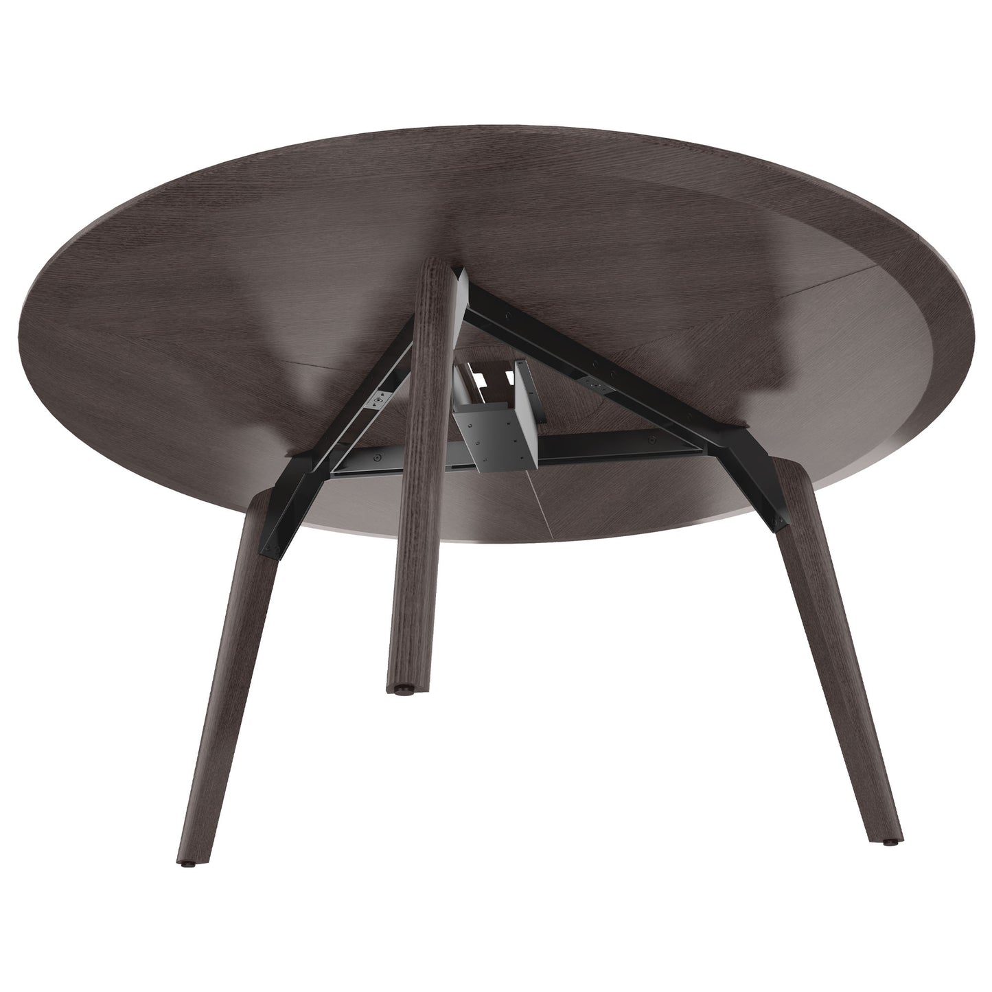 Bralco RAIL Tableau de réunion | Round, 1200 - 1600 mm (4 - 6 personnes), du vrai bois, du carbone en chêne