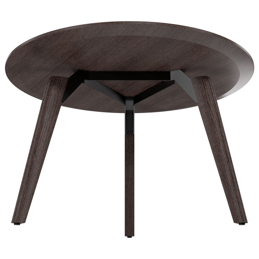 Bralco RAIL Tableau de réunion | Round, 1200 - 1600 mm (4 - 6 personnes), du vrai bois, du carbone en chêne