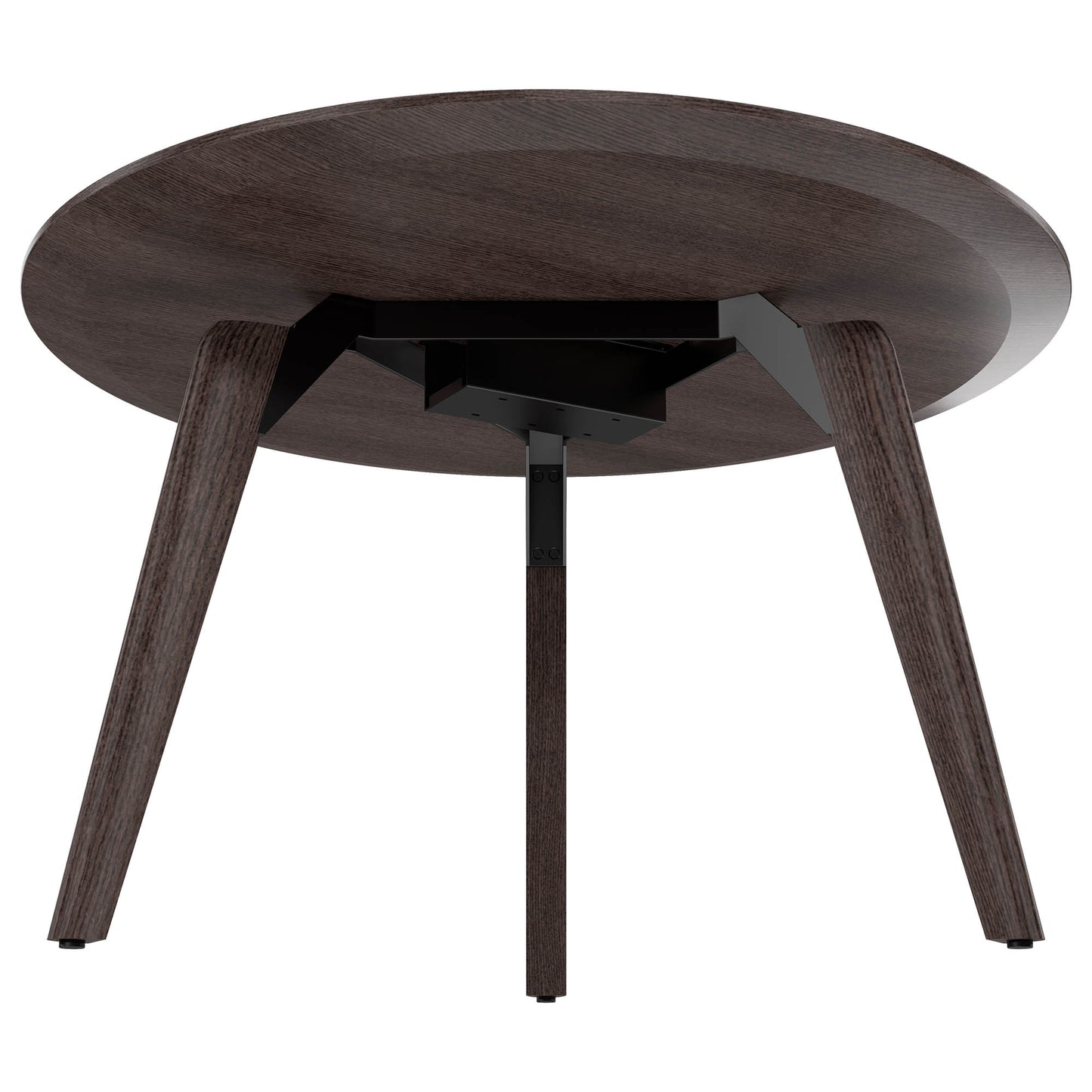 Bralco RAIL Tableau de réunion | Round, 1200 - 1600 mm (4 - 6 personnes), du vrai bois, du carbone en chêne