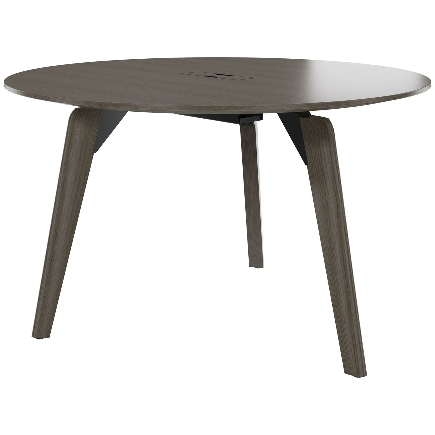 BRALCO RAIL meeting table | Round, 1200 - 1600 mm (4 - 6 people), real wood, dark gray oak