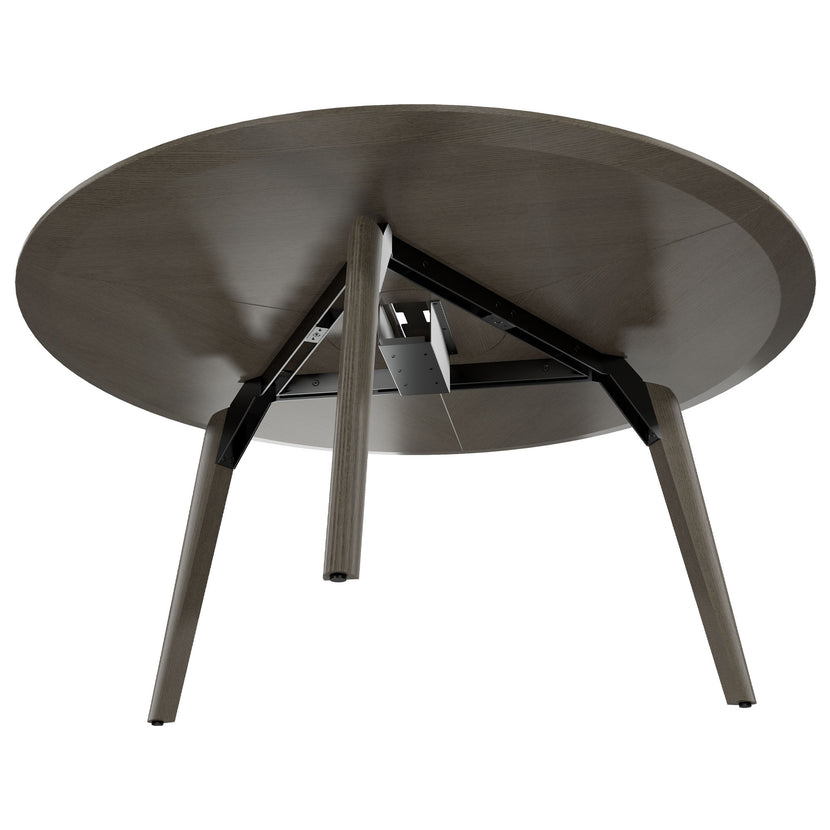 BRALCO RAIL meeting table | Round, 1200 - 1600 mm (4 - 6 people), real wood, dark gray oak