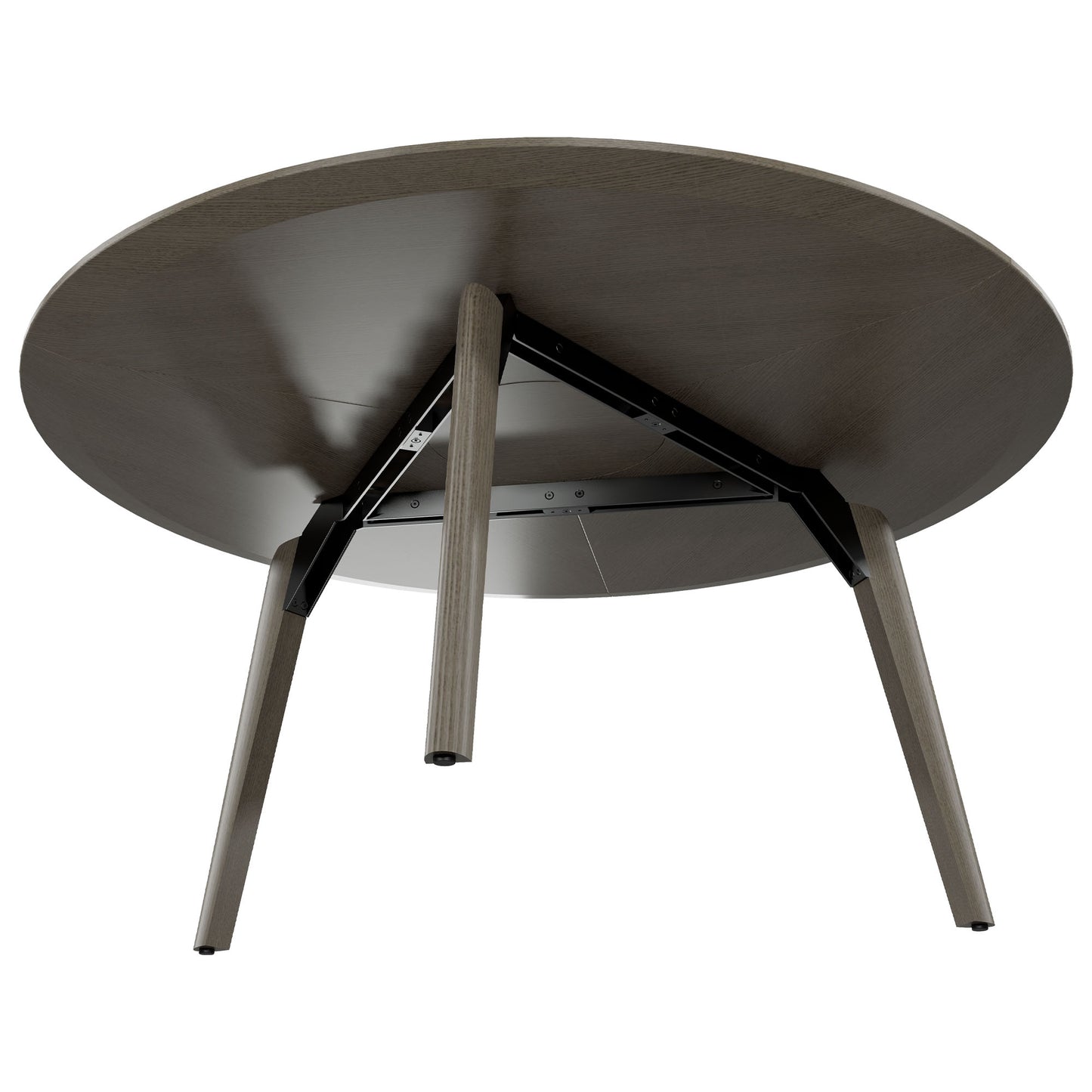 BRALCO RAIL meeting table | Round, 1200 - 1600 mm (4 - 6 people), real wood, dark gray oak