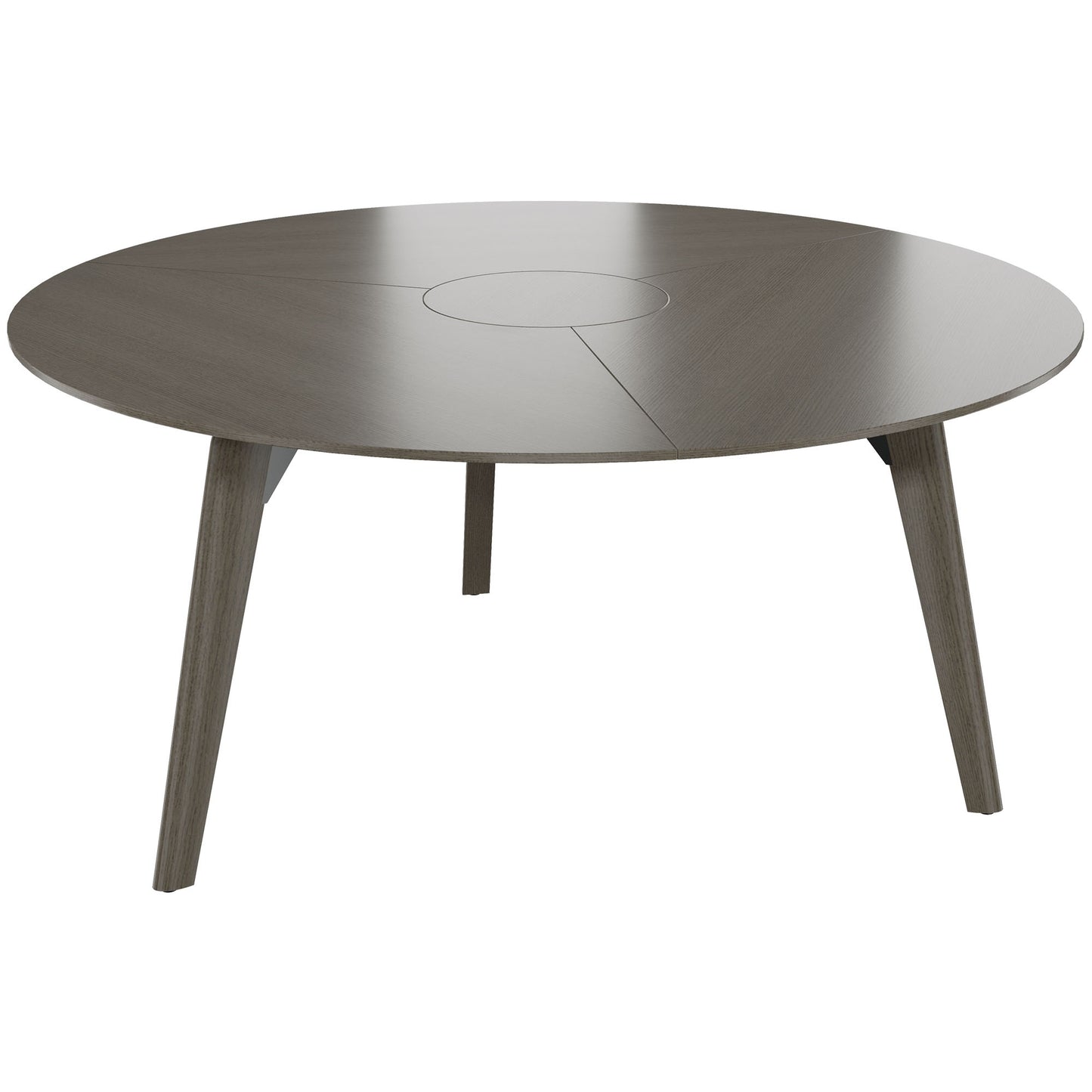 BRALCO RAIL meeting table | Round, 1200 - 1600 mm (4 - 6 people), real wood, dark gray oak