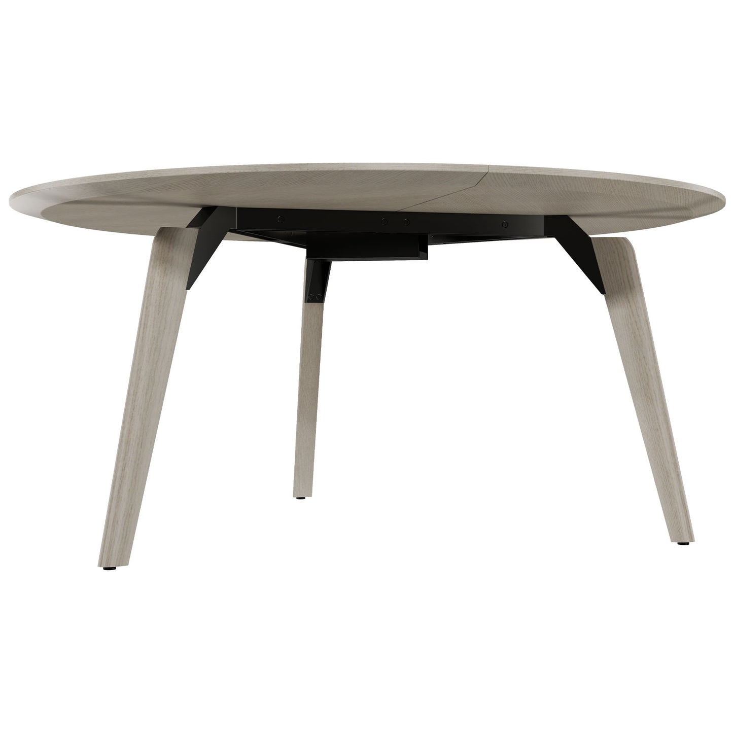 BRALCO RAIL meeting table | Round, 1200 - 1600 mm (4 - 6 people), real wood, light gray oak