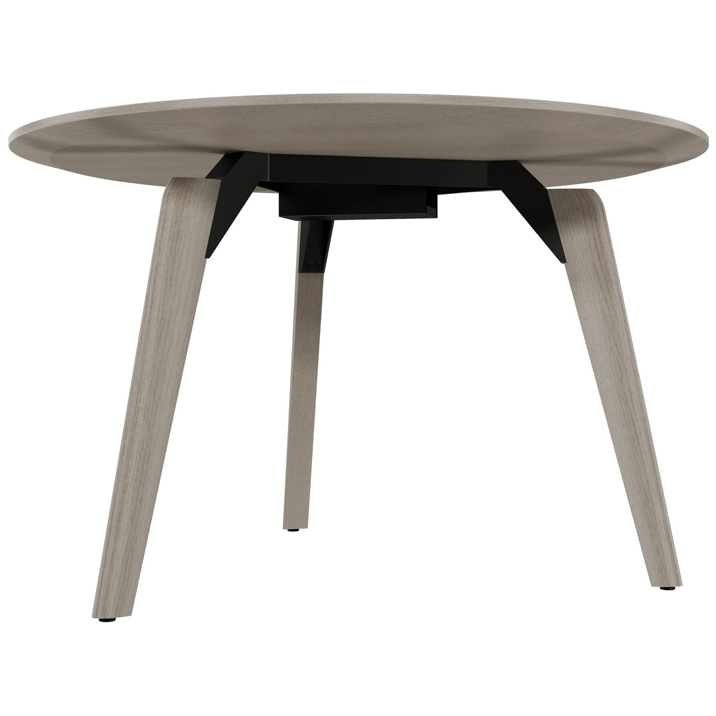 BRALCO RAIL meeting table | Round, 1200 - 1600 mm (4 - 6 people), real wood, light gray oak