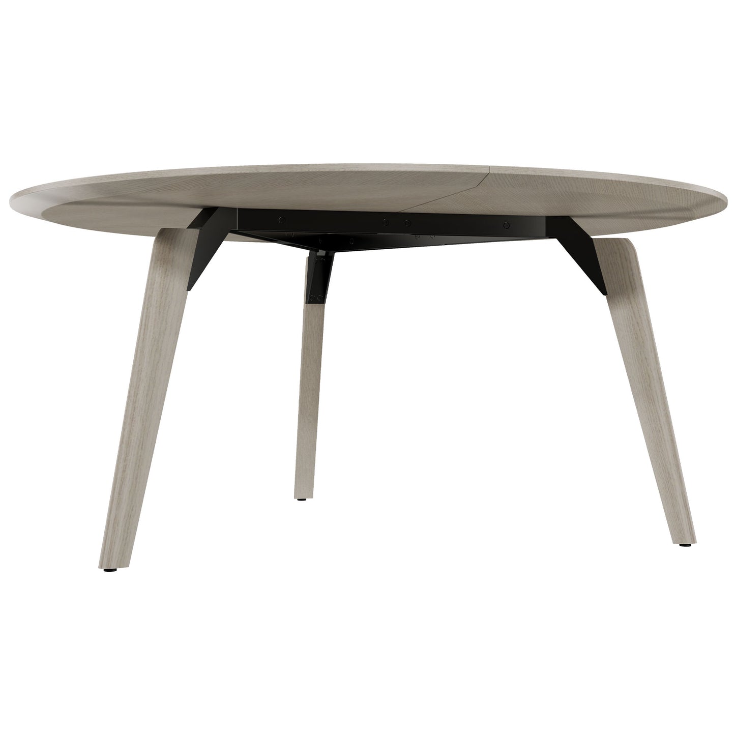 BRALCO RAIL meeting table | Round, 1200 - 1600 mm (4 - 6 people), real wood, light gray oak
