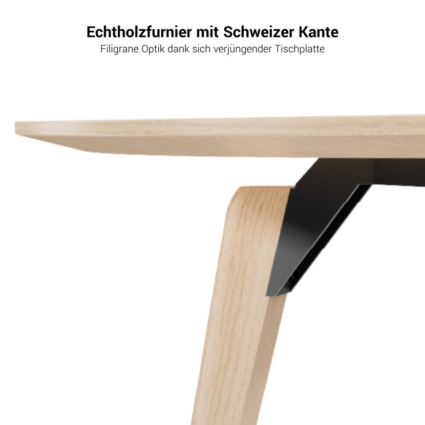 BRALCO RAIL meeting table | Round, 1200 - 1600 mm (4 - 6 people), real wood, light gray oak