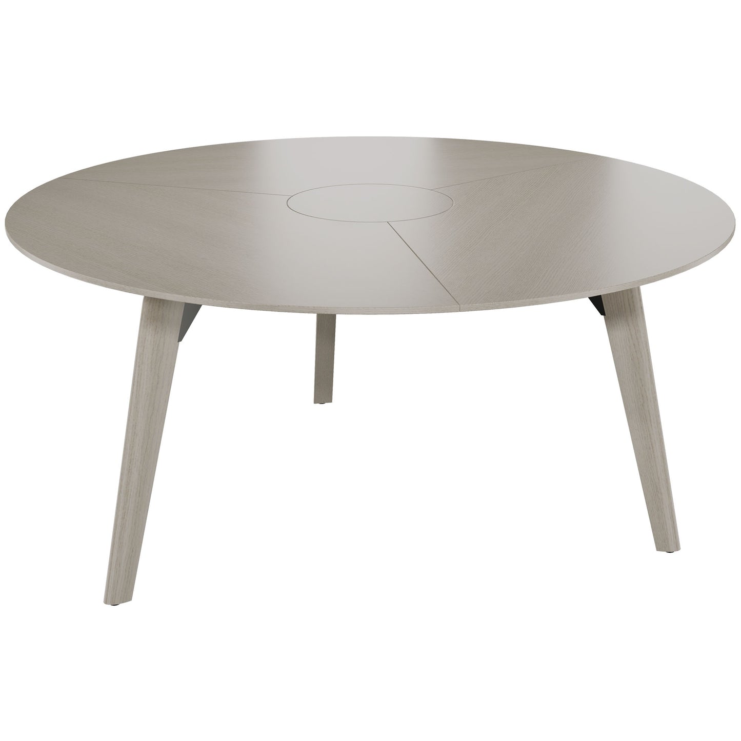 BRALCO RAIL meeting table | Round, 1200 - 1600 mm (4 - 6 people), real wood, light gray oak