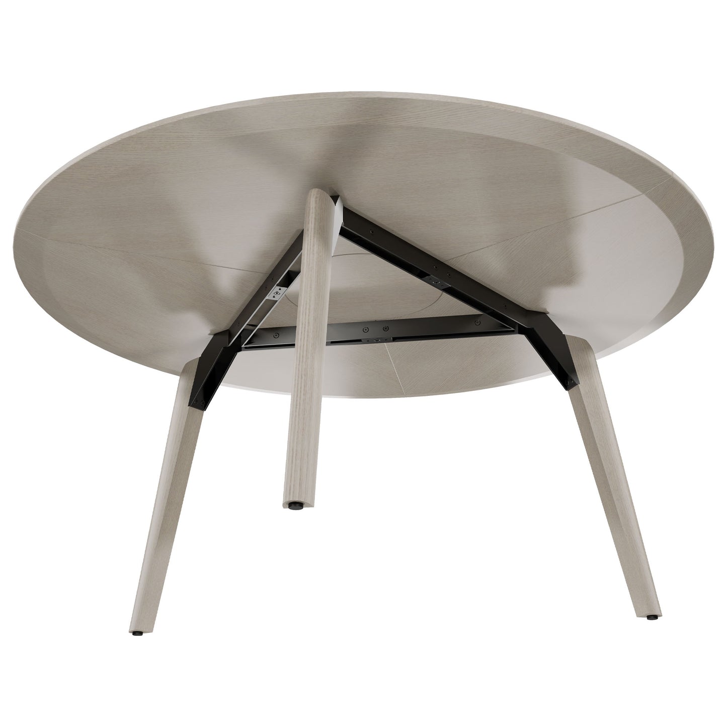 BRALCO RAIL meeting table | Round, 1200 - 1600 mm (4 - 6 people), real wood, light gray oak