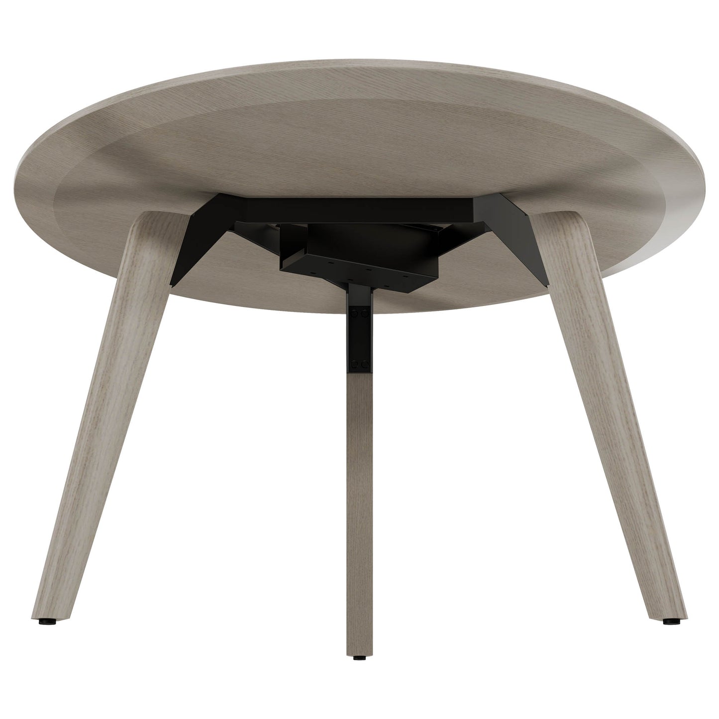 BRALCO RAIL meeting table | Round, 1200 - 1600 mm (4 - 6 people), real wood, light gray oak