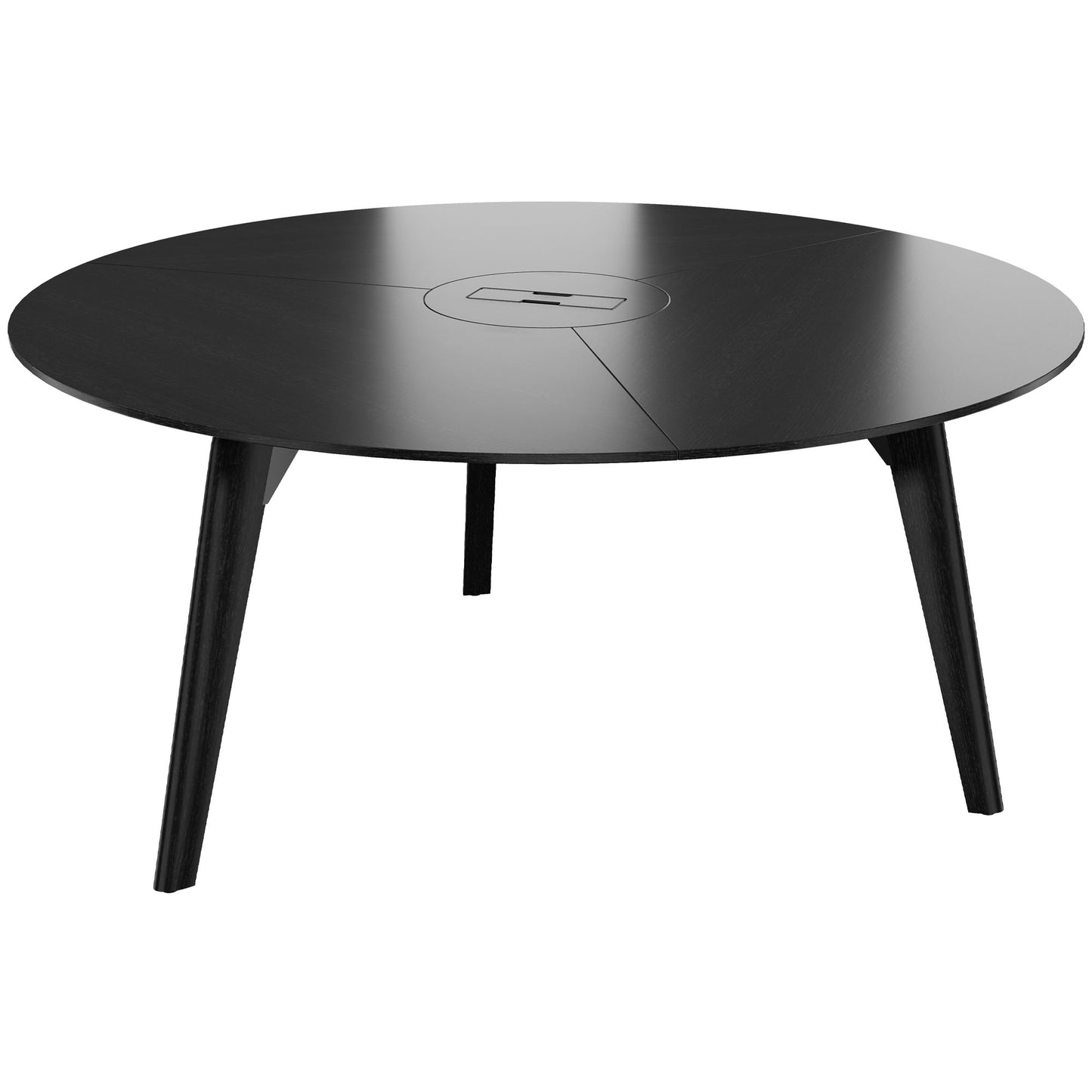 Bralco RAIL Tableau de réunion | Round, 1200 - 1600 mm (4 - 6 personnes), vrai bois, chêne noir