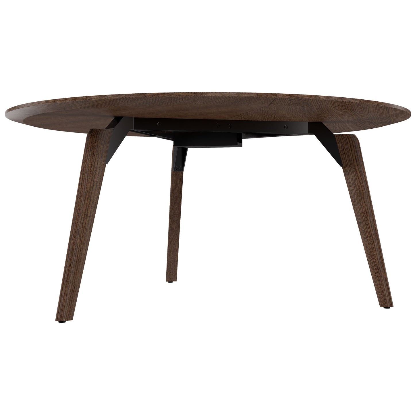 Bralco RAIL Tableau de réunion | Round, 1200 - 1600 mm (4 - 6 personnes), du vrai bois, du tabac en chêne