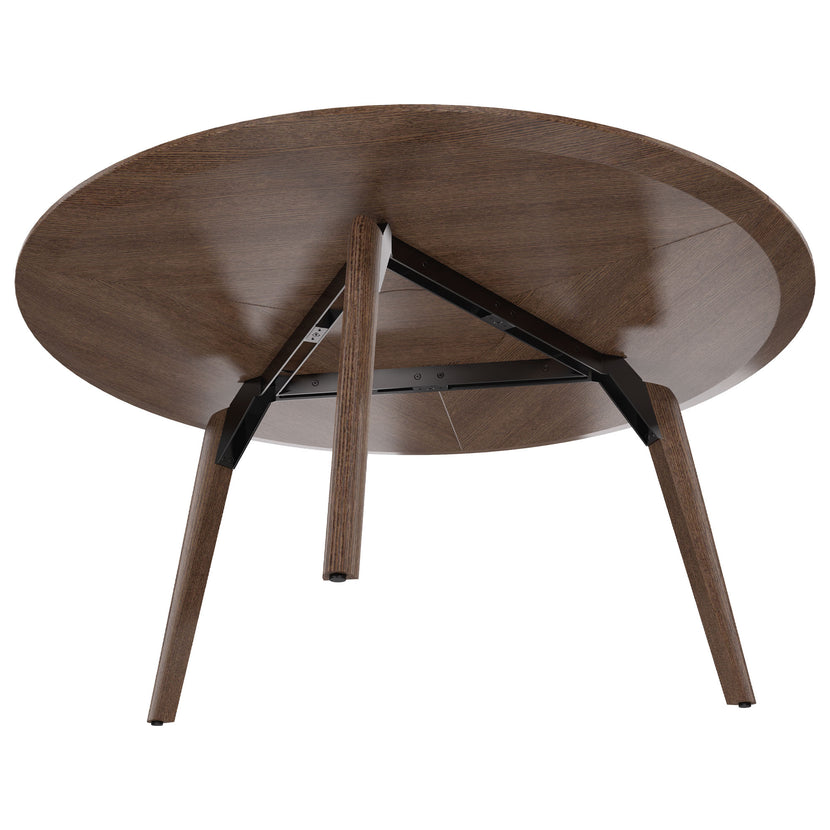 Bralco RAIL Tableau de réunion | Round, 1200 - 1600 mm (4 - 6 personnes), du vrai bois, du tabac en chêne