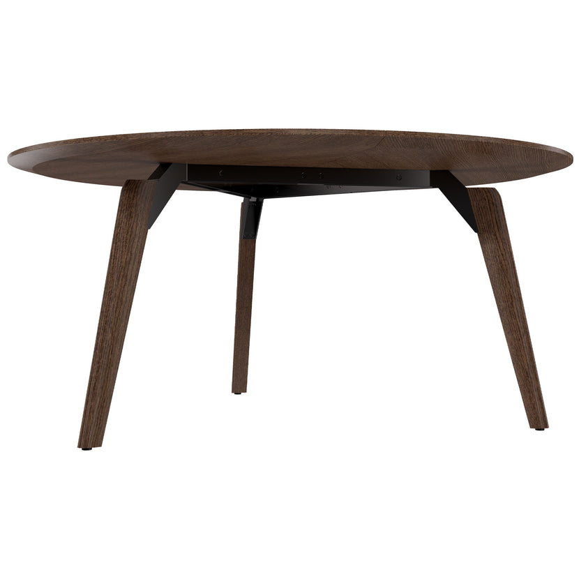 Bralco RAIL Tableau de réunion | Round, 1200 - 1600 mm (4 - 6 personnes), du vrai bois, du tabac en chêne