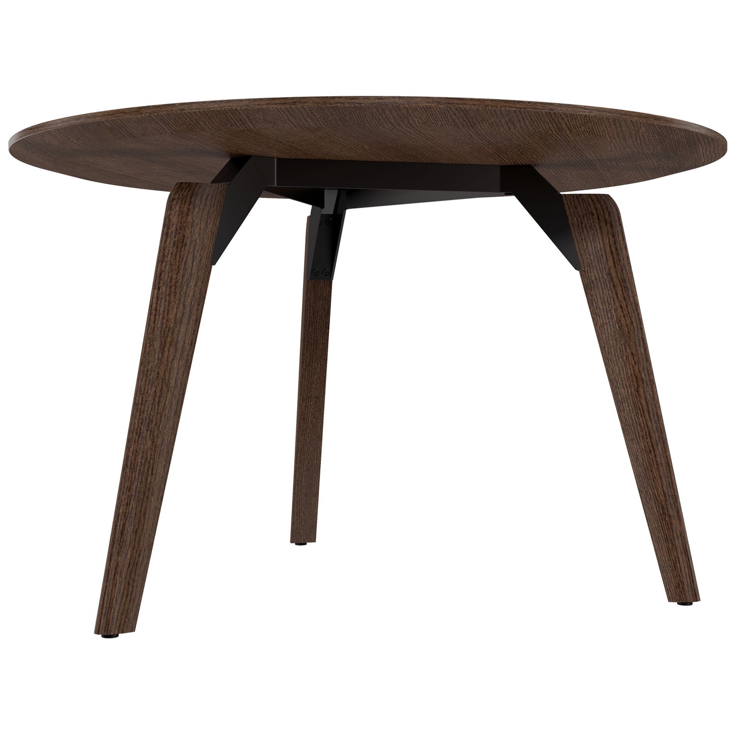 Bralco RAIL Tableau de réunion | Round, 1200 - 1600 mm (4 - 6 personnes), du vrai bois, du tabac en chêne