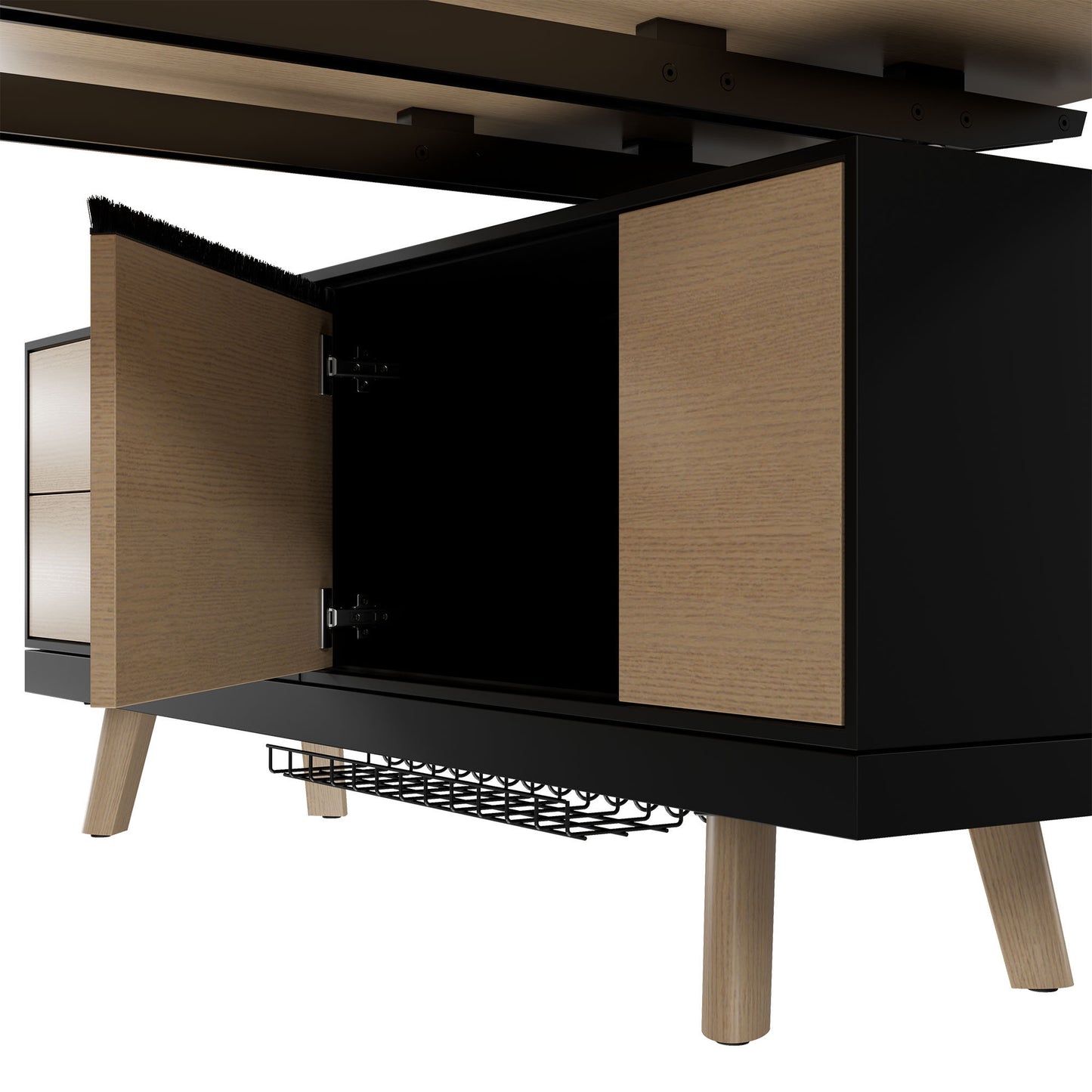 Bralco RAIL Bureau | 1800 - 2400 mm, basboard intégré, bois réel, nature de chêne
